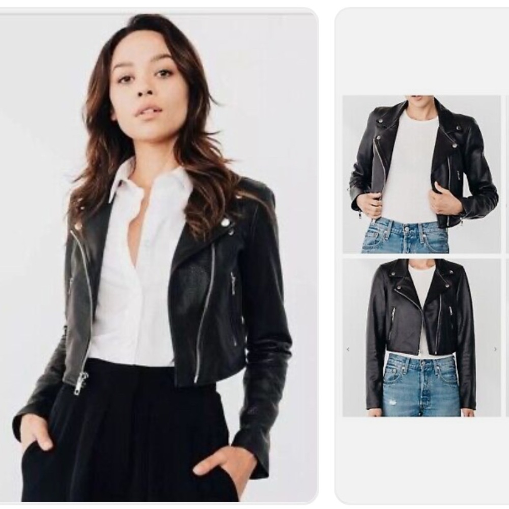 Women’s Cropped Black Leather Jacket Made in the USA
